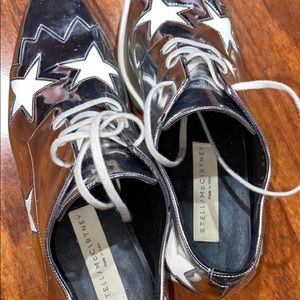 STELLA MCCARTNEY Elyse Silver With Stars Women Platform Shoe 37